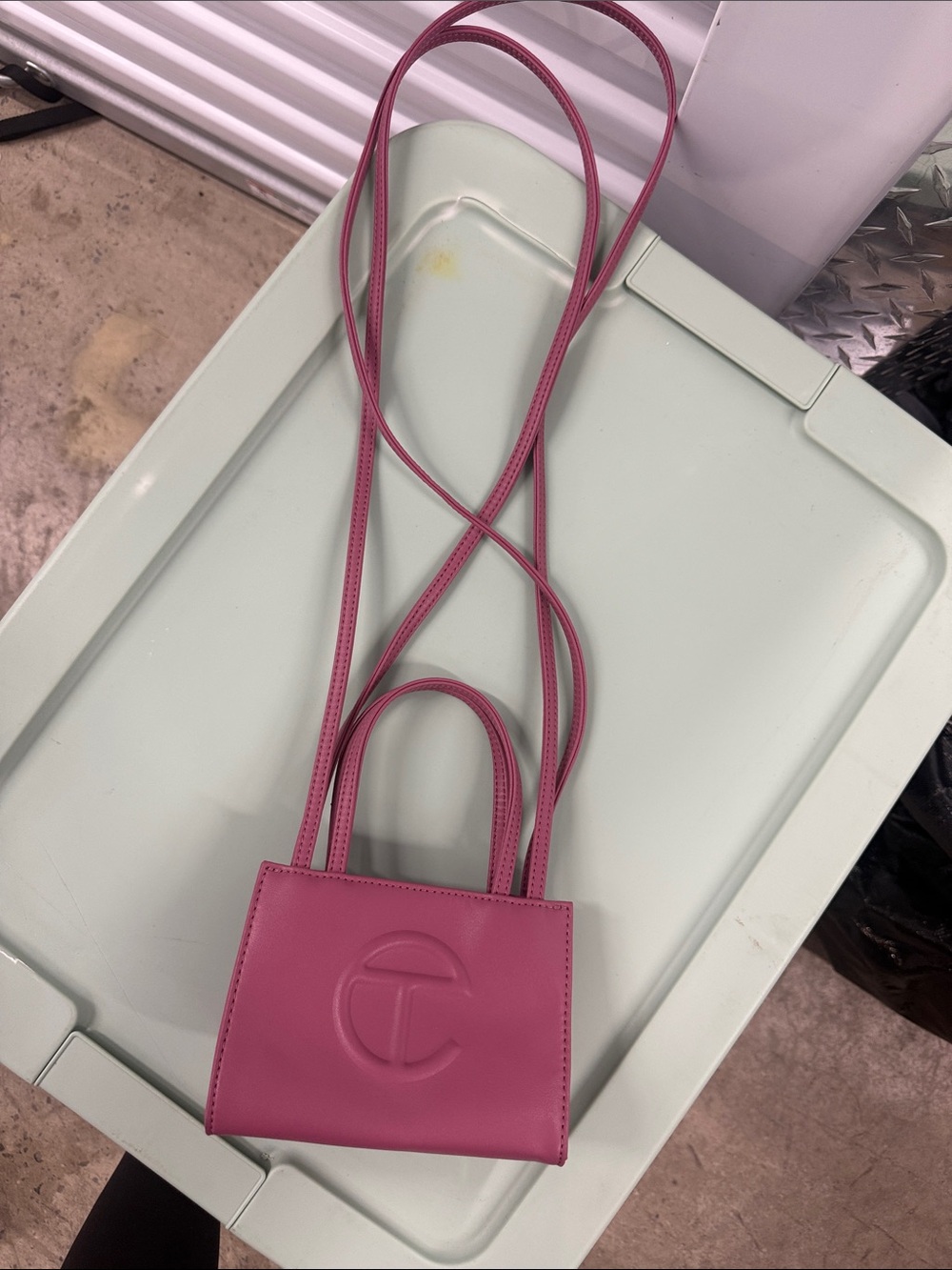 Telfar Mini Leather Crossbody Tote - Corned Beef